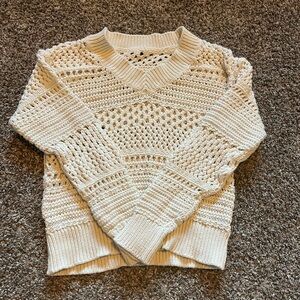 Wild Fable Cream V-Neck Sweater with Intricate Knit